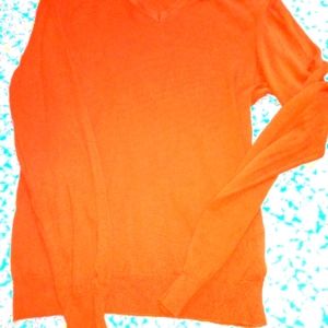 H&M Orange V neck Long sleeve Sweater Size S